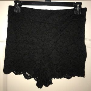 Black High Rise Lace Shorts